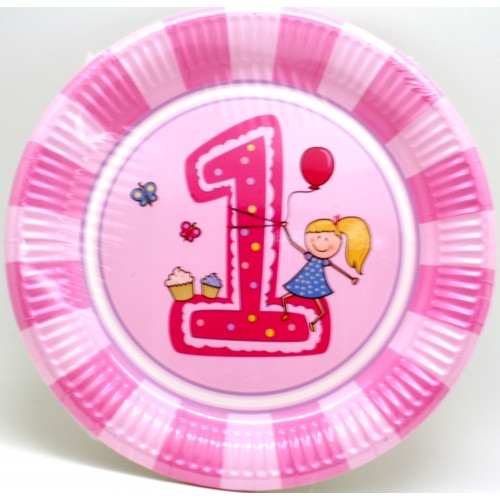   8 PLATOS 1CUMPLE NIÑA 23CM