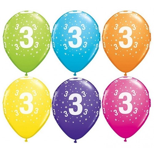 6 GLOBOS 11" LATEX N3 COL.SUR.