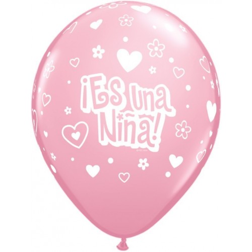$D 100 GLOBOS 11"LATEX  ROSA ES UNA NIÑA