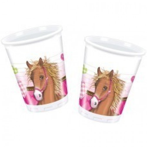   8 VASOS CABALLO ROSA 200ML