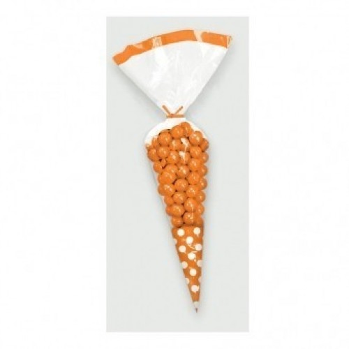 PAQ.10/U BOLSA CONO TOPOS NARANJA 24,7CM