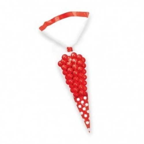 PAQ.10/U BOLSA CONO TOPOS ROJA 24,7CM
