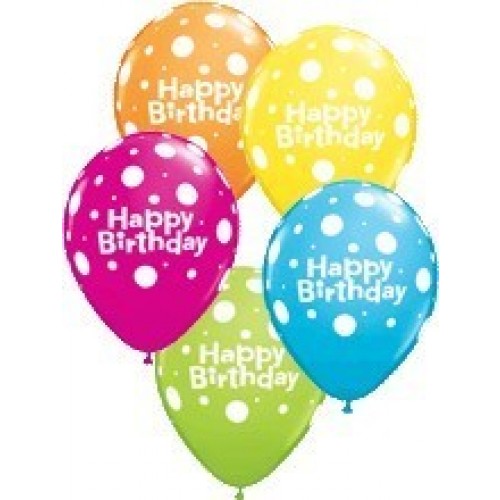 6 GLOBOS 11" LATEX TOPO BDAY COL.VAR.