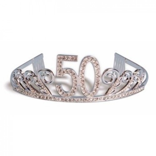 TIARA DELUXE STRAS PLATA N50 CUMPLEAÑO