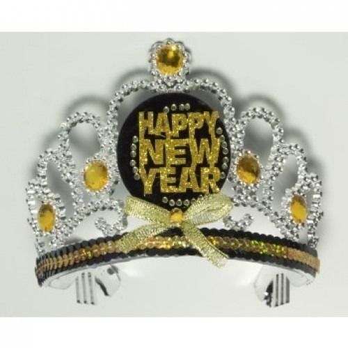 TIARA HAPPY NEW YEAR NEGRO Y ORO