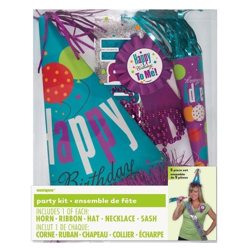 KIT 5 PIEZA CUMPLEAÑOS ADULTO  VIOLETA