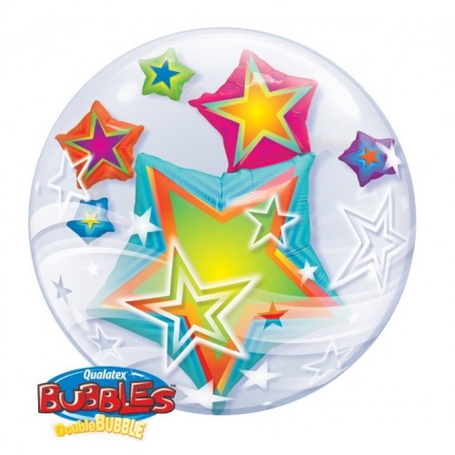 GLOBO 24" BURBUJA DOBLE ESTRELLAS