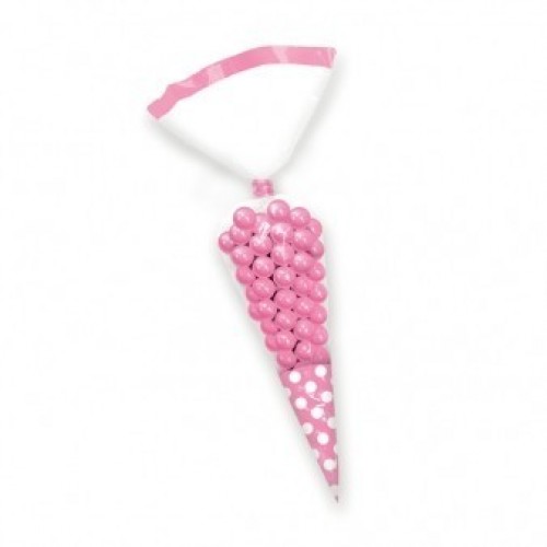 PAQ.10/U BOLSA CONO TOPOS ROSA 24,7CM