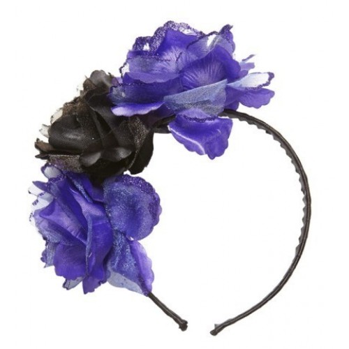 DIADEMA DIA DE MUERTOS ROSAS LILA/NEGRA
