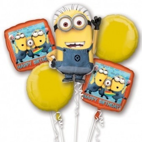 CENTRO 5/U GLOBOS H.BIRTHDAY MINIONS