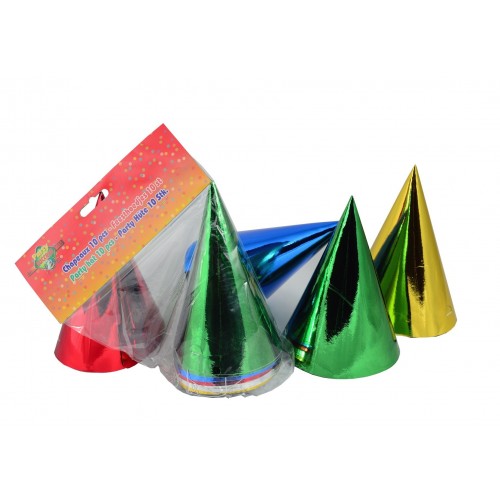 10 SOMBREROS CONO METAL COL.SURT