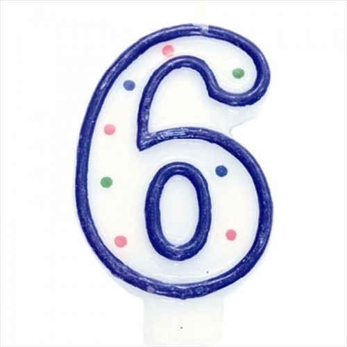 $D VELA PUNTITOS N6 FILO AZUL 6CM