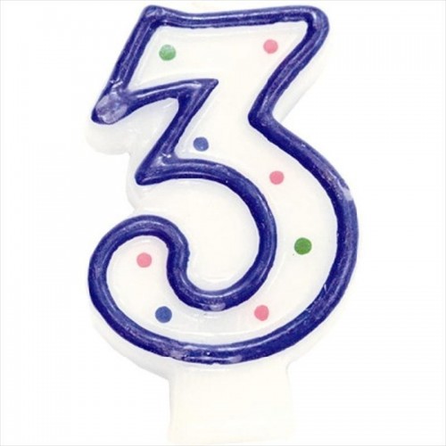 $D VELA PUNTITOS N3 FILO AZUL 6CM