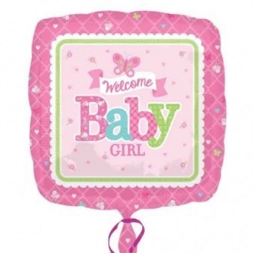 GLOBO 17" FOIL CUADR. WELCOME BABY GIRL