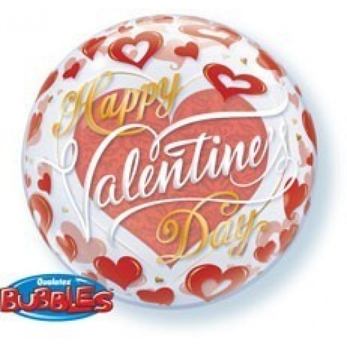$D GLOBO 22" BURBUJA HAPPY VALENTINE DAY