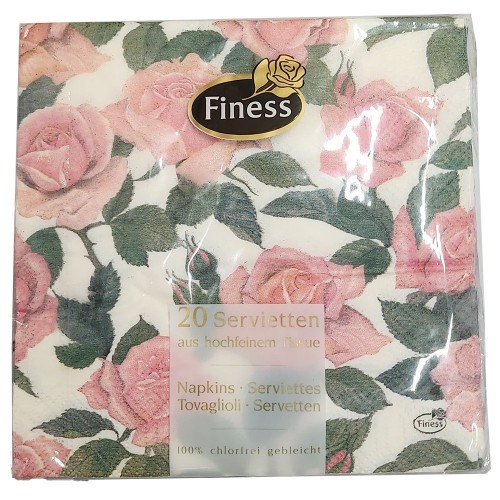 20 SERVILLETAS FLOR ROSA 33CM