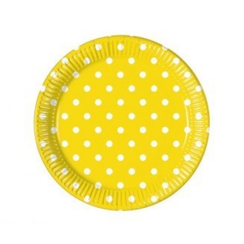 8  PLATOS AMARILLOS TOPOS BLAN 23CM