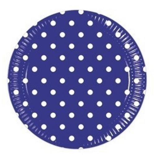   10 PLATOS  AZUL TOPO BLANCOS 20CM