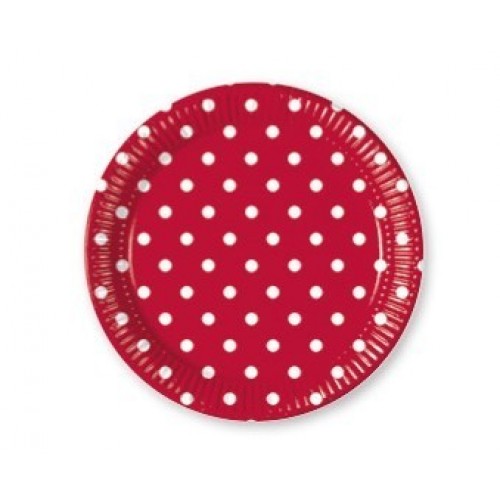 $E   10/U PLATO ROJO TOPO BLANC 20CM