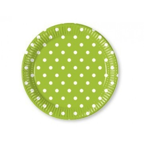   8 PLATOS VERDE TOPO BLAN 20CM