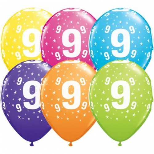 6 GLOBOS 11" LATEX N9 COL.SUR.