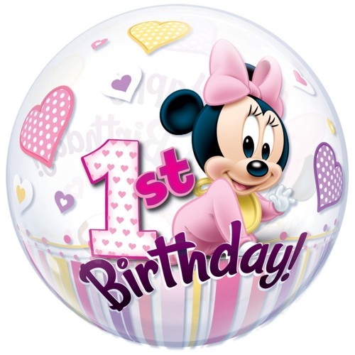 GLOBO 22" BURBUJA 1CUMPLEAÑOS MINNIE
