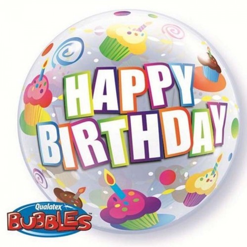 $D GLOBO 12" PALO BURBUJA AIRE CUPCAKE