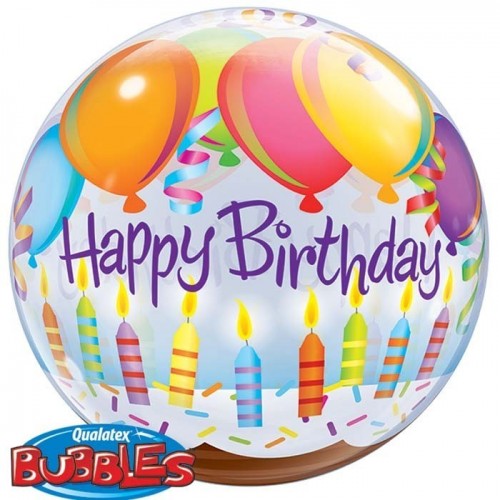 GLOBO 22" BURBUJA VELAS CUMPLEAÑOS