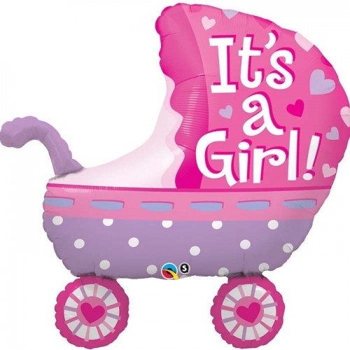 $D GLOBO 35" FOIL FORMA CARRITO ROSA BAB