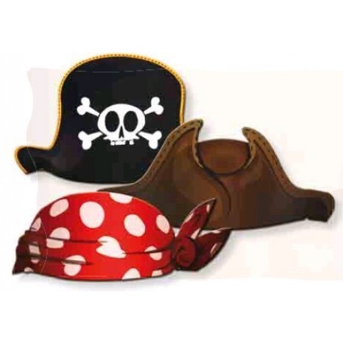   6 SOMBREROS PIRATAS SURTIDO