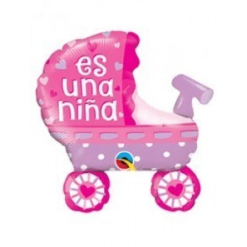 GLOBO 14" PALO FOIL CARRITO ES UNA NIÑA