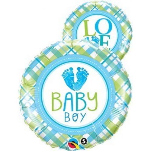 $D GLOBO 18" FOIL REDONDO PIES BABY BOY