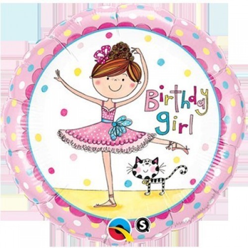$D GLOBO 18" FOIL RND BAILARINA BIRTHDAY