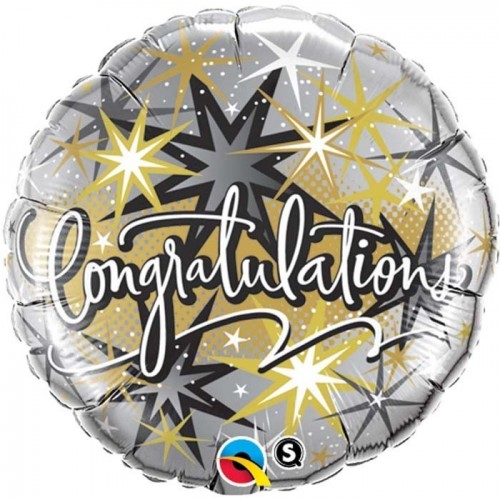 GLOBO 18" FOIL RND CONGRATULATION PLATA
