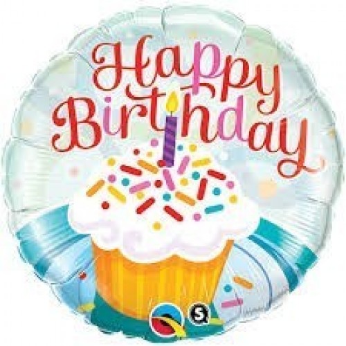 GLOBO 18" FOIL RND H.BIRTHDAY CAKE