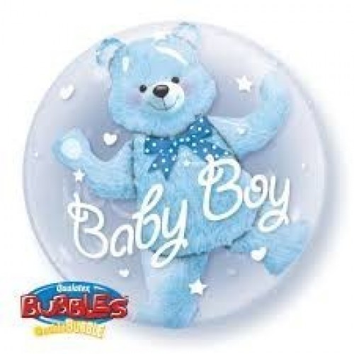 $GLOBO 24" BURBUJA DOBLE BABY OSITO AZUL