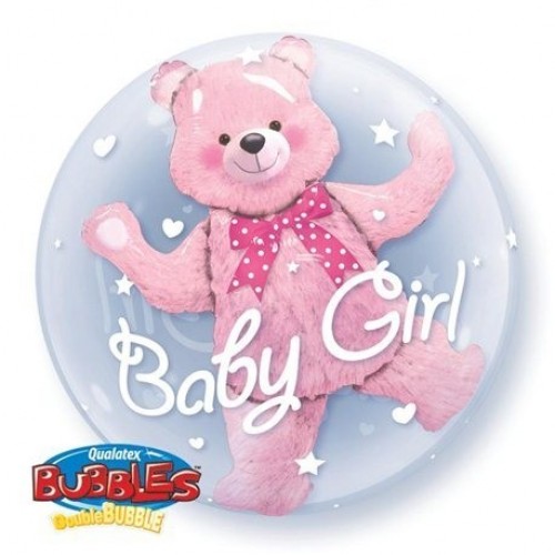$GLOBO 24" BURBUJA DOBLE BABY OSITO ROSA