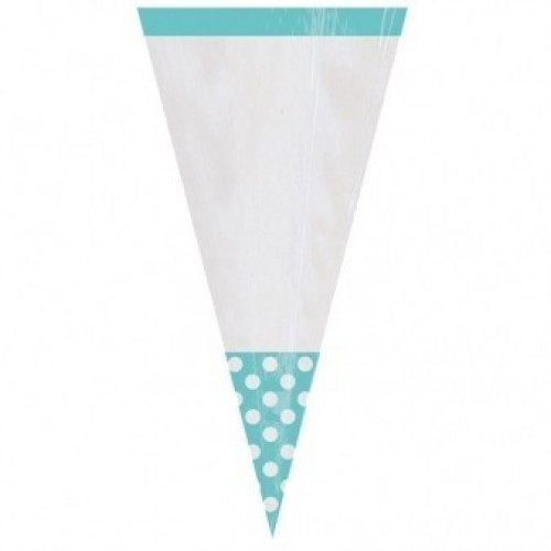 PAQ.10/U BOLSA CONO TOPOS CELESTE 24CM