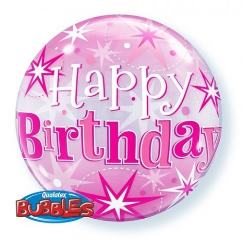 GLOBO 22" BURBUJA ROSA HAPPY BIRTHDAY