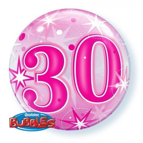 $D GLOBO 22" BURBUJA N30 ESTRELLAS ROSA