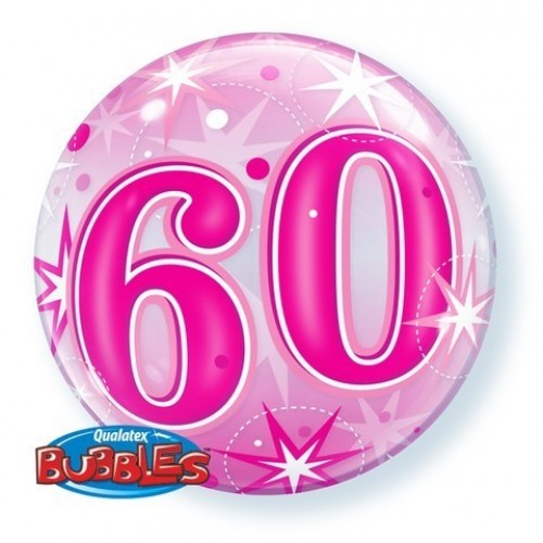 $D GLOBO 22" BURBUJA N60 ESTRELLAS ROSA
