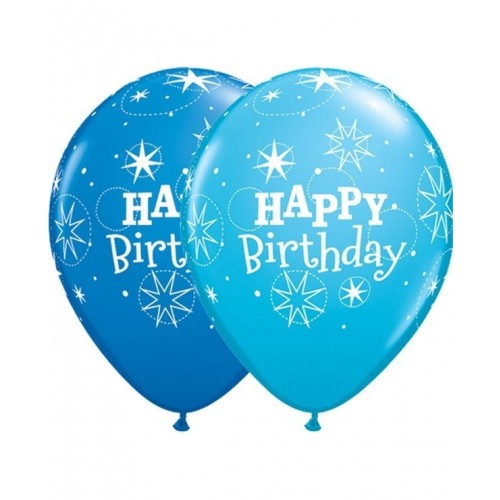 25 GLOBOS 11" H.BDAY ESTRELLA AZUL