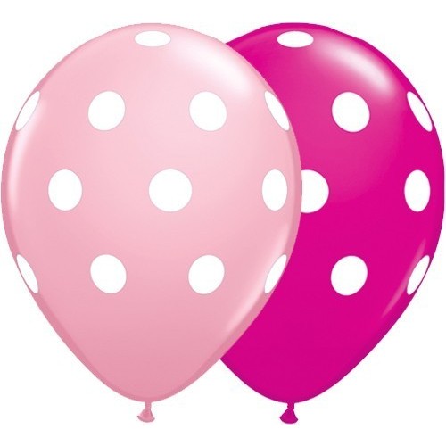 25 GLOBOS 11" ROSA/FUCSIA TOPOS