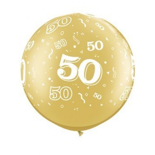 $D 2 GLOBOS JUMBO 3FT ORO N50