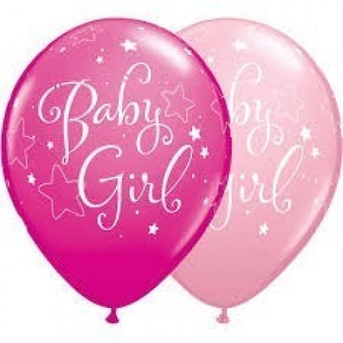 25 GLOBOS 11" LATEX BABYGIRL ROSA/FUCSIA