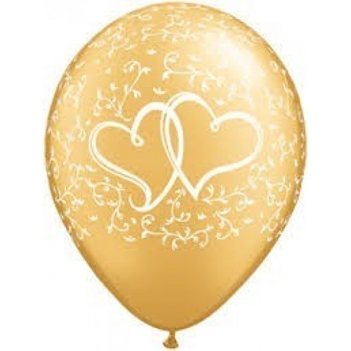 25 GLOBOS 11"LATEX ORO CORAZON DOB