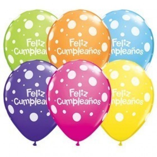 50 GLOBOS 11" LATEX F.CUMPLEAÑ COL.SUR