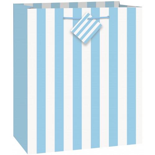  BOLSA REGALO RAYAS CELESTE 27X33CM