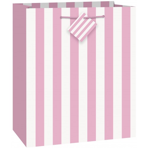  BOLSA REGALO RAYAS ROSA 27X33CM