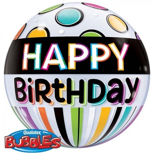 GLOBO 22" BURBUJA H.BIRTHDAY TOPO/RAYA